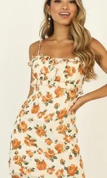 Showpo Life’s Not Simple Floral Mini Dress in Cream