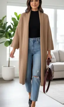 ASTR Open Front Draped Carter Soft Winter Cardigan Sweater Chestnut One Size NWT