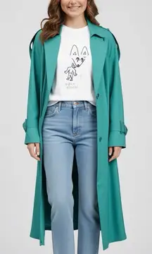 Anthropologie (Gallery) long floor length teal peacoat / 10 / Excellent condition