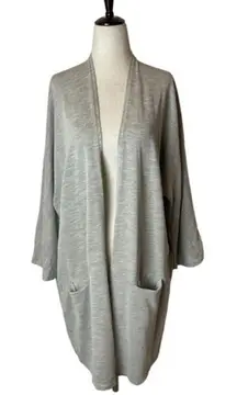 DONNI Beige And Gray‎ Open Front Long Lightweight Open Cardigan Sweater OSFA