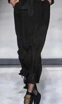 Zimmermann Pants Womens 0 Black Espionage Suede Obi High Waist Belted