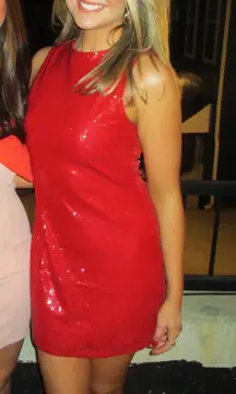 Red Sequin Mini Dress