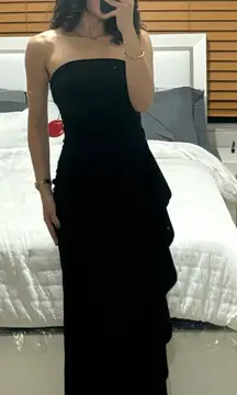 Sleeveless Ruffle High Slit Wrap Dress, Strapless Backless Formal Gown