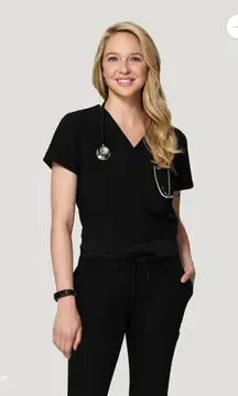 Mandala Black One Pocket Scrub Top