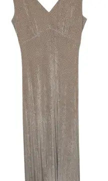 En Francais by Huey Waltzer Sparkle Knit Maxi Dress Beige Vintage size 8