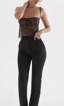 House Of CB Tansy Black Satin Trousers