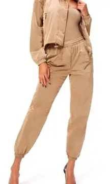 NWT Good American Essential Track and Field Jogger Pants Brown size 6‎