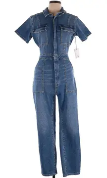 GOOD AMERICAN Solid Blue Denim Jumpsuit - 3 (Large)