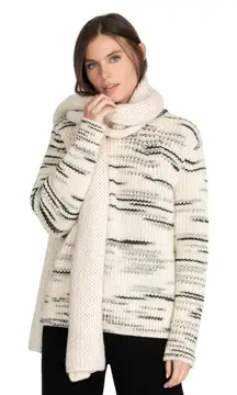 Calme Alpaca Wool Chunky Knit Scarf Ivory‎
