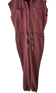 FIGS Catalina 20 Scrub Jumpsuit Womens Rose Pink Sleeveless Utility Workwear