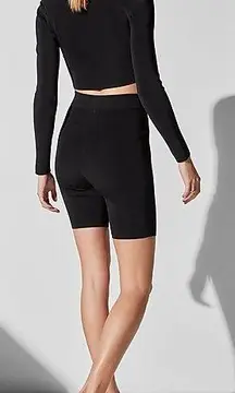 Body Contour Black Ribbed Biker Shorts