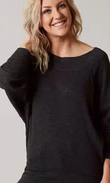 We The Free Palisades Off-the-Shoulder Dark Charcoal Sweater Coastal Comfort S