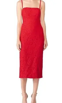 Fame and Partners The Max Red Lace Midi Dress