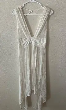 STUDIO La Perla ivory cream silk stretch lace pleated high low slip dress 2 / S