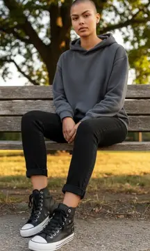 iiJin Women's High Top Platform Sneakers Black White Lace Up Zipper Mesh Leather