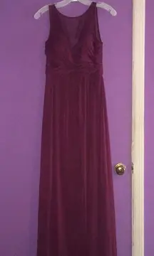 David's Bridal Wine Colored Long Bridesmaid Dress From