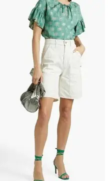 Red Valentino Ruffled Metallic Jacquard Top Size 2