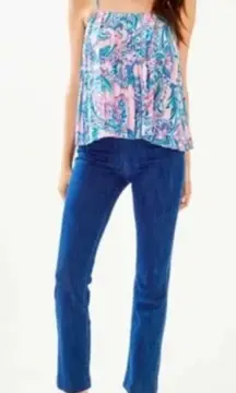 Lilly Pulitzer Ocean Kay High Rise Crop Stretchy‎ Denim Jean Size 6