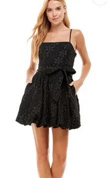 NWT TCEC Black Floral Bubble Skirt Dress Sz L