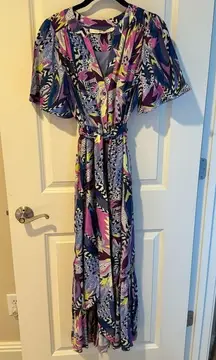 MARIE OLIVER kali maxi shirt dress electric jungle | Size 2