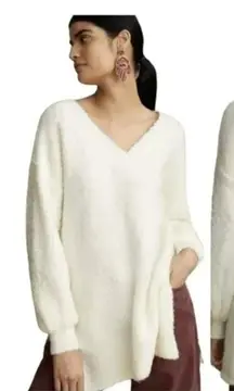 Anthropologie Pilcro Women's XS Ivory V-Neck Tunic‎ Sweater Casual