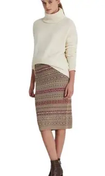 LAUREN RALPH LAUREN Fair Isle Linen Blend Pencil Skirt size XL Women Multi $185