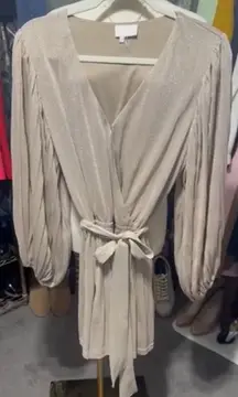 ENTRO COLLECTION Sparkly Wrap Romper with Billowy Sleeves and Elastic …