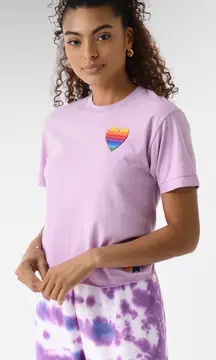 Aviator Nation Rainbow Heart Short Sleeve Boyfriend Tee