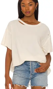 NEW Free People Ivory White Dani Tee Medium Minimalist Capsule Oversized Staple