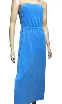 Juicy Couture Vintage RARE Women’s Size S Blue Terry Strapless Maxi Long Dress