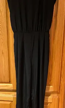 ASOS Cropped Cap Sleeves Open Back Elastic Waist‎ Black Viscose Jumpsuit Size 2