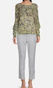 DKNY ABSTRACT METALLIC PRINTED ROUND NECK BLOUSE “Size L” NWT (B35)