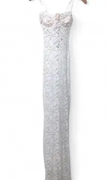 New WHITE FOX XS Lace Sheer Maxi Long Dress Bustier Top Bodycon All My Life NWT