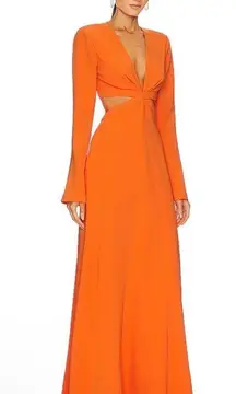 NEW NWT  Issa Long Sleeve Cutout Maxi Dress In Vivid Orange