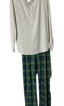 Stars Above Gray and Green Pajama Set Soft Sleepwear