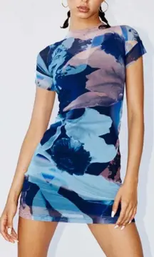 With Jean Sami Mini Mesh Dress in Blue Print