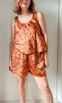 Victoria's Secret Floral Print Pajama Set Tank/shorts size medium Autumnal
