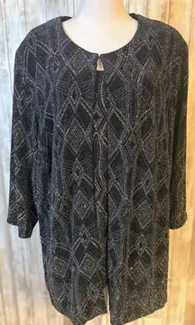 Alex Evenings Black Silver 3/4 Sleeve Sparkly Cocktail Twin Set Plus Size 2X NWT