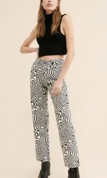 The Ragged Priest Mono Marble Dad Jean Size 30 Black White‎ Denim Messenger