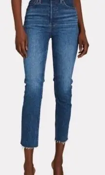 NWT Revolve x RE/DONE High Rise Button Front Ankle Crop Jeans