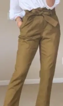 A NEW DAY High Rise Paperbag Waist Crop Taper Leg Pant in Olive Green Size 25/0