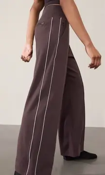 Athleta Venice Track Stripe Wide Leg High Rise Pant Brown/White Size Medium