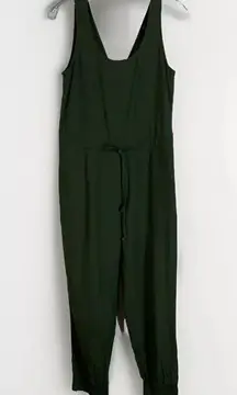 Anthopologie olive green linen blend jumpsuit size Small