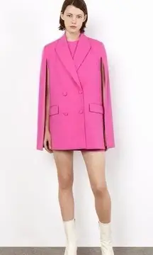 Zara Bright Pink Cape Double Breasted Blazer Size medium