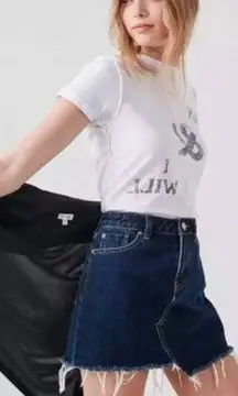 URBAN OUTFITTERS // BDG Blue Denim Asymmetrical Jean Mini Skirt Large