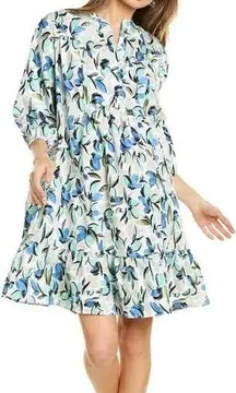 Donna Morgan Womens Printed Ruffle Mini Dress sz 2 Leaf Print