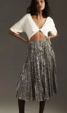 NWT Anthropologie Delfi Collective Sequin Twofer Midi Dress Size L