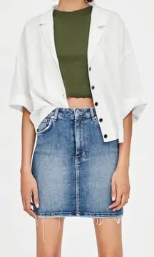 ZARA NWT  High Waisted Denim Mini Skirt