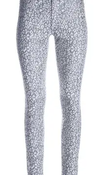 Boston Proper Metallic Snow Leopard Ankle Jean Grey Skinny Chinos Chic Size 12