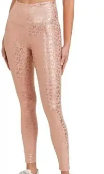 Zyia  Rose Gold Metallic Leopard Print Light n Tight Hi Rise Legging 7/8 Sz 6-8